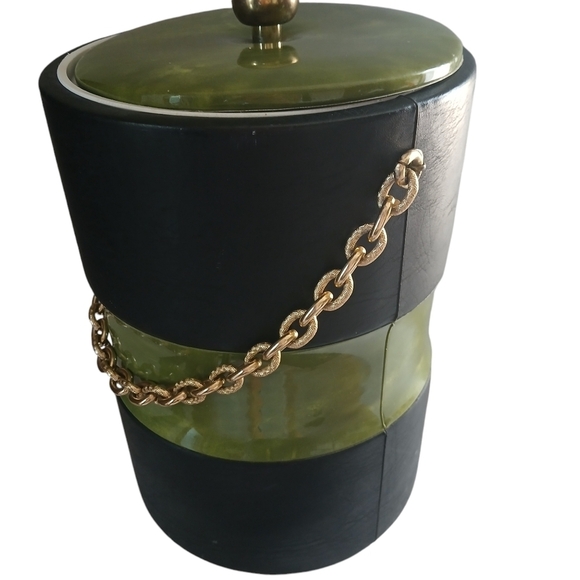 Vintage Mid Century Modern Ice Bucket Georges Briard Cover Gold Chain Ha… - Picture 5 of 12